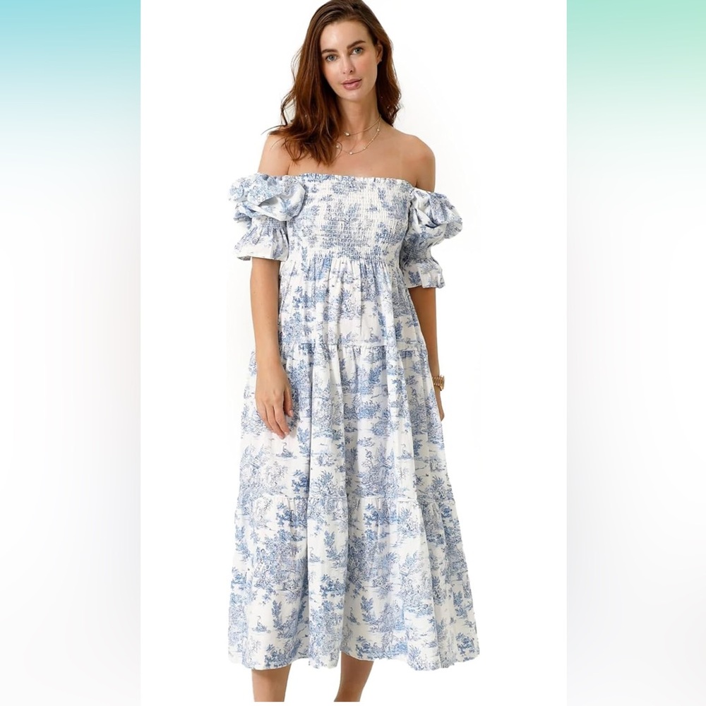 NOTHING FITS BUT Blue and White Cotton Maternity Dress